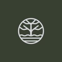 Line Minimalist Tree Floatting On River logo design vector