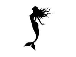 Mermaid Silhouette - Elegant Fantasy Sea Creature Clipart. vector