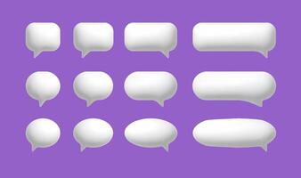 3d speech chat balloon. Talk message icon for text, white dialogue or conversation comment cloud. Speak box shape sign, bubble ballon element illustration design. vector
