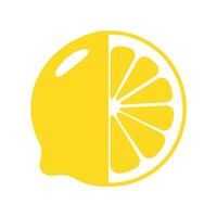 Clean and simple half lemon illustration in bright yellow perfect for citrus fruit and fresh food designs vector