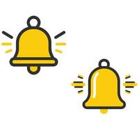 Yellow Notification Bell Icon Set for Alert Reminder Interface App and Web Design Projects vector