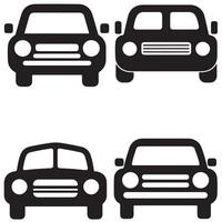 Black Front View Car Icon Set for Transport Automotive Parking and Vehicle Design Projects vector