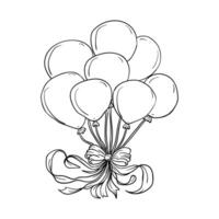 a drawing of balloons with ribbons vector
