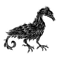 a black and white drawing of a bird with long wings vector