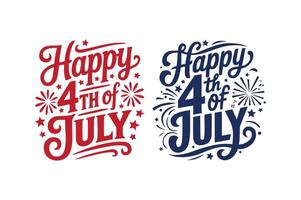 Happy 4th of July letter typography design vector