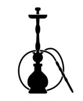 Black Hookah Silhouette with Circular Outline. A stylish black silhouette of a hookah with a hose, elegantly enclosed in a circular outline on a white background. vector