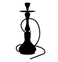 Minimalistic Black and White Hookah Silhouette. A simple yet elegant black silhouette of a hookah with a hose, symbolizing relaxation and social gatherings. vector