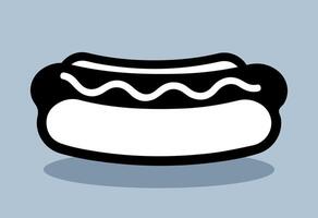 Minimalistic Hot Dog with Bold Outline and Mustard. A sleek and modern black and white hot dog illustration with a strong bold outline, emphasizing simplicity and style. vector