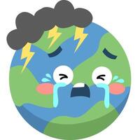 Earth crying and thunderstorm illustration vector