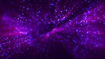 Purple abstract background with glittering particles and dots of light and dust creating beautiful bokeh. Seamless video