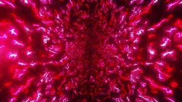 Abstract red background of glowing energy waves and background of magical lines, twisting wave movements. Transformation and displacement of contour lines. video