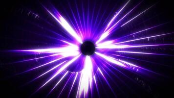 Digital futuristic tunnel or travel in time and space. Bright tunnel with neon lines, warp speed, wormhole. Seamless looping video