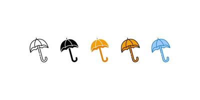 Five colorful umbrellas perfect for adding a pop of color to graphic designs, weatherrelated content, or rainy day illustrations. vector