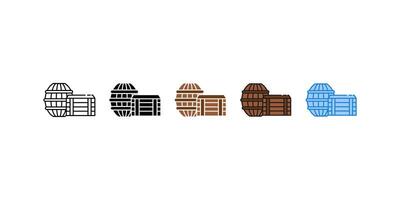 Wooden barrel with five with 5 different colors. isolated on white background can be edited and changed color. vector
