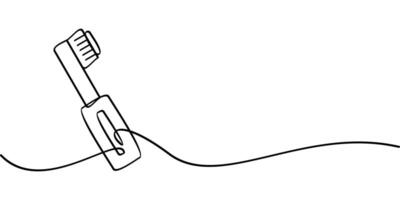 continuous line drawing of toothbrush symbol. abstract line art illustration vector