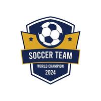 Soccer team logo design celebrating world champion status for 2024 with a modern, minimal style vector