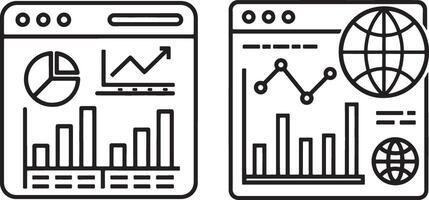 Simple web statics and analytics and illustration icons collection in flat filled and outline stroke line art. vector