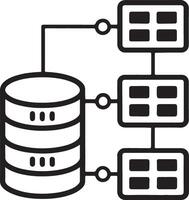 Database icon. Powerful data center icon in flat filled and outline stroke line art. vector