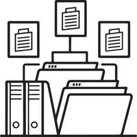 Computer computing files and folders icon. Offline digital segment icon in flat filled and outline stroke line art. vector
