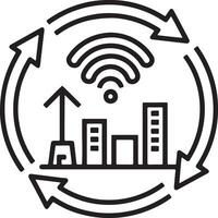 Wi-Fi and internet connected and illustration icon in flat filled and outline stroke line art. vector