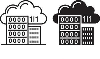 Data center icon. Cloud data base icon in flat filled and outline stroke line art. vector