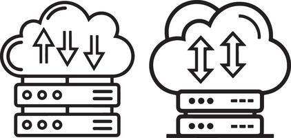 Cloud storage icon. Online web hosting server icon in flat filled and outline stroke line art. vector