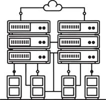 A big data center icon. Offline date base icon in flat filled and outline stroke line art. vector