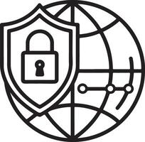 Cyber security icon. Web and data protection, database safety icon in flat filled and outline stroke line art. vector