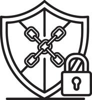 Syber security protection icon. Internet privacy lock icon in flat filled and outline stroke line art. vector