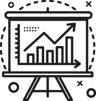 Data presentation icon. Data growing analytics icon in flat filled and outline stroke line art. vector