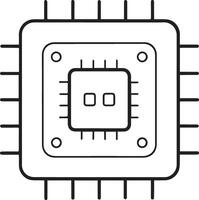 Mini ai CPU icon. Microprocessor icon in flat filled and outline stroke line art. vector