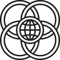 World wide web and illustration icon, www or internet connected sing in flat filled and outline stroke line art. vector