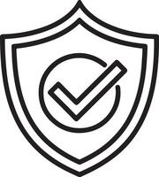 Unique shield check mark and illustration icon in flat filled and outline stroke line art. vector