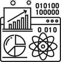 Data science icon. Web data endearing icon in flat filled and outline stroke line art. vector