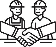 Work together and illustration icon. Teamwork icon in flat filled and outline stroke line art. vector