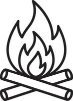 Fire on sticks icon. firing layers icon in flat filled and outline stroke line art. vector
