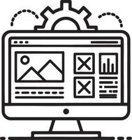 Web development page icon. Website making or create view in flat filled and outline stroke line art. vector