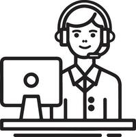 IT manager icon. Company customer care or help center icon in flat filled and outline stroke line art. vector