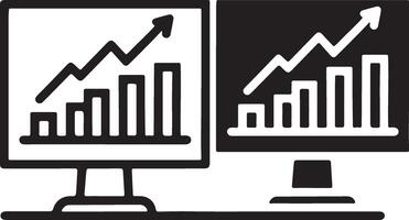 Data analysis icon. Online data marketing icon in flat filled and outline stroke line art. vector