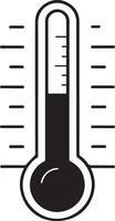 Thermometer or temperature counting Machin icon in flat filled and outline stroke line art. vector