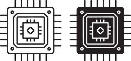 AI processor icon. Digital forensic processors icon in flat filled and outline stroke line art. vector