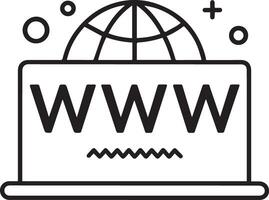 WWW or World Wide Web address and illustration icon in flat filled and outline stroke line art. vector