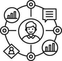 Customer data icon. Customers care or help center icon in flat filled and outline stroke line art. vector