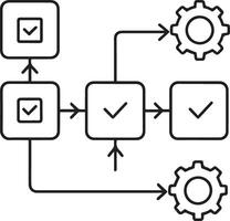 Workflow system and illustration icon in flat filled and outline stroke line art. vector