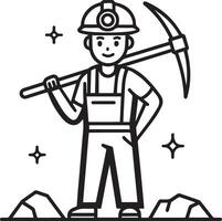 Labor mining icon. Working with labor elements icon in flat filled and outline stroke line art. vector