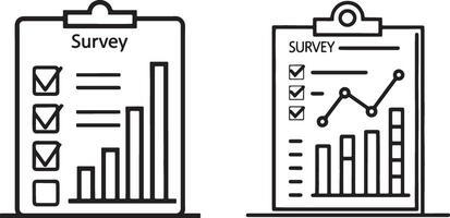 Data survey and illustration icon. Data collection graph or monitoring icon in flat filled and outline stroke line art. vector