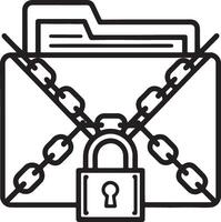 Secure file icon. File and folder or computer or system high-level protection icon in flat filled and outline stroke line art. vector