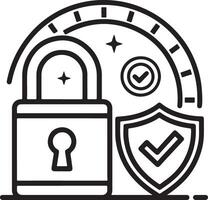 High-security protection transaction icon. Safety and privacy check icon in flat filled and outline stroke line art. vector