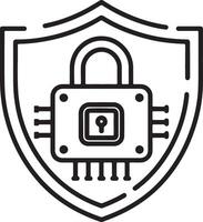 Data privacy and data security icon in flat filled and outline stroke line art. vector