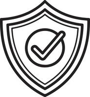 Security shield protection icon in flat filled and outline stroke line art. vector